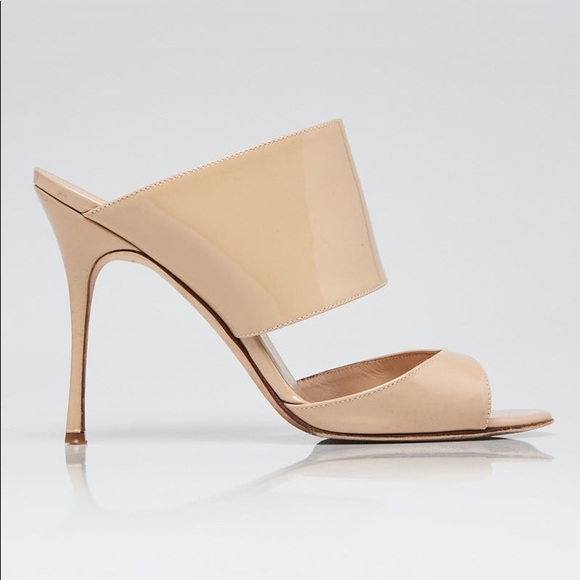Manolo Blahnik Sz 37.5 Ripta Beige Mule OpenToe - Picture 3 of 5